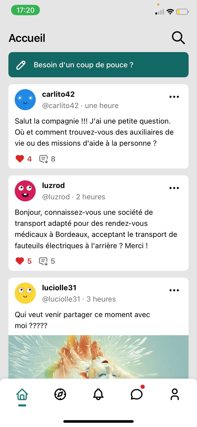 Aperçu de l'Accueil de l'application MobaLink.